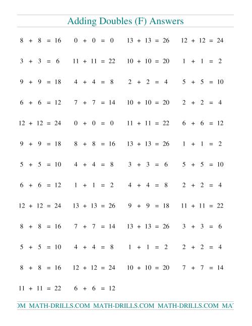 The Adding Doubles to 13 + 13 (F) Math Worksheet Page 2