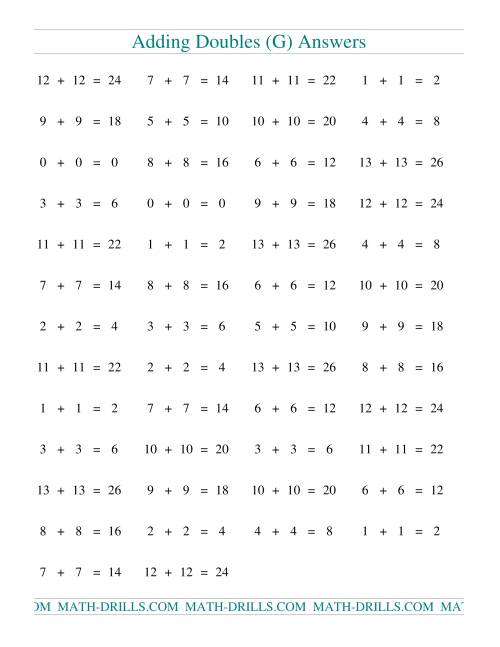 The Adding Doubles to 13 + 13 (G) Math Worksheet Page 2
