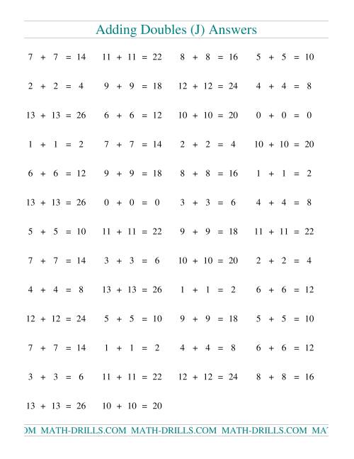 The Adding Doubles to 13 + 13 (J) Math Worksheet Page 2