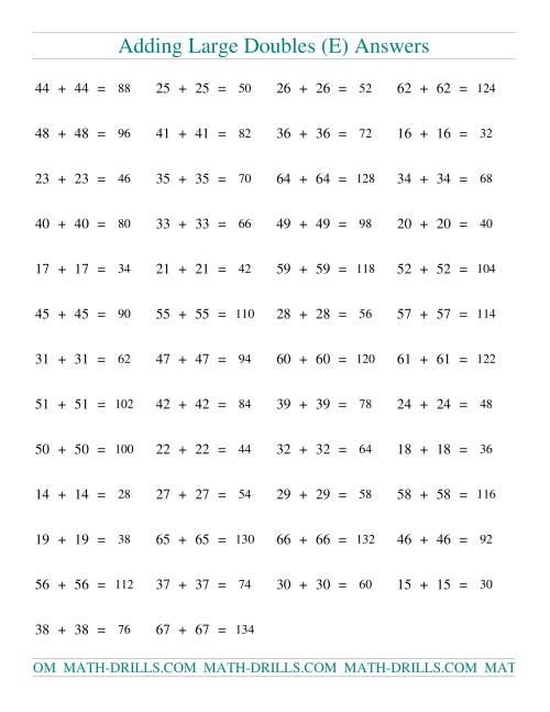 The Adding Two-Digit Doubles (E) Math Worksheet Page 2