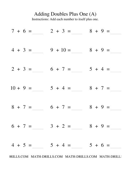 The Adding Doubles Plus One (All) Math Worksheet
