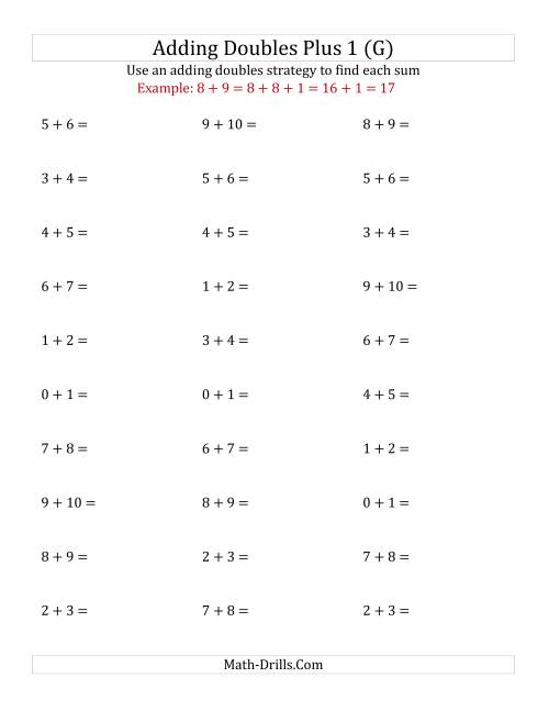 The Adding Doubles Plus 1 (Small Numbers) (G) Math Worksheet