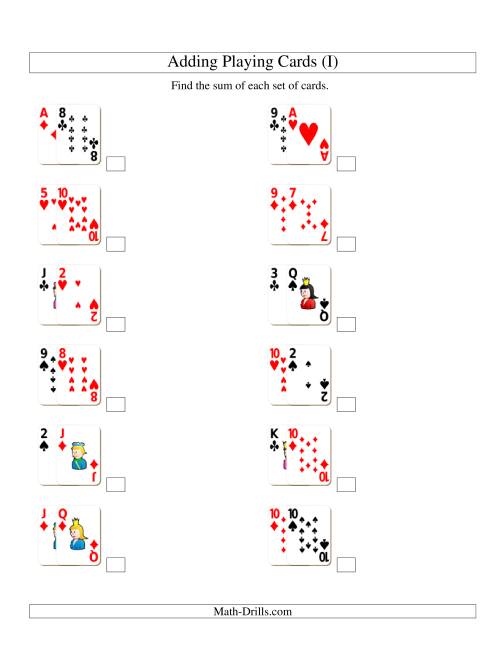 The Adding 2 Playing Cards (I) Math Worksheet