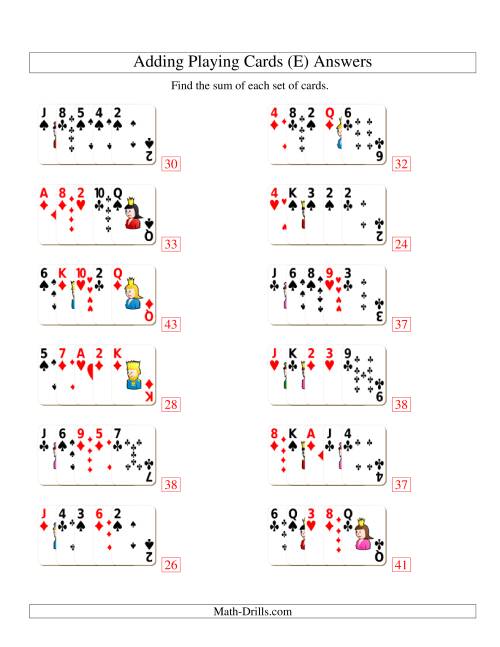 The Adding 5 Playing Cards (E) Math Worksheet Page 2