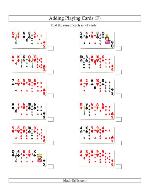 The Adding 5 Playing Cards (F) Math Worksheet