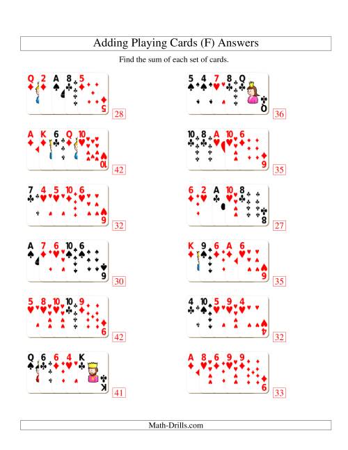 The Adding 5 Playing Cards (F) Math Worksheet Page 2