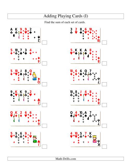 The Adding 5 Playing Cards (I) Math Worksheet