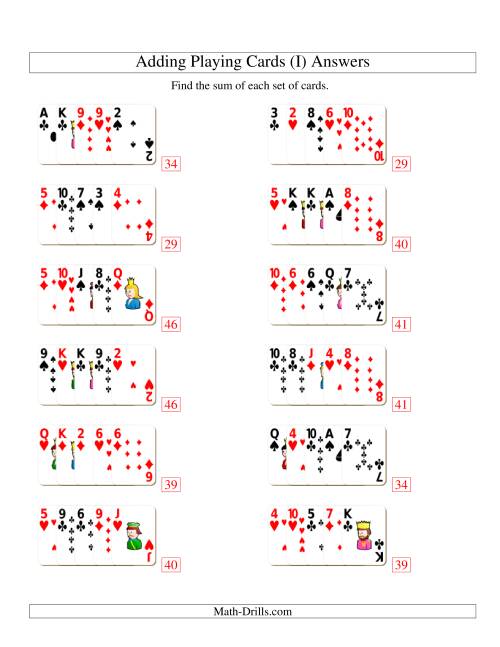 The Adding 5 Playing Cards (I) Math Worksheet Page 2