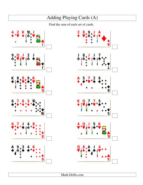 The Adding 5 Playing Cards (All) Math Worksheet