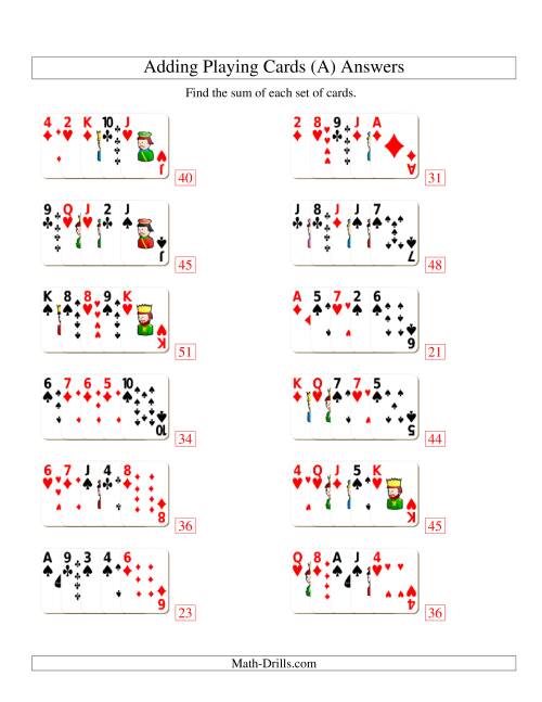 The Adding 5 Playing Cards (All) Math Worksheet Page 2