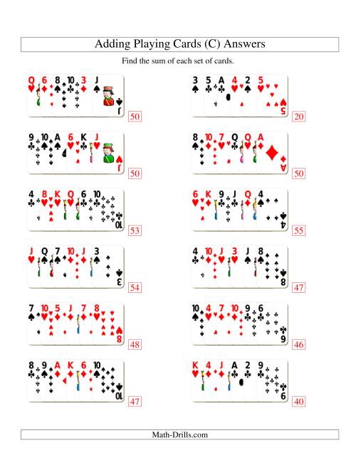 The Adding 6 Playing Cards (C) Math Worksheet Page 2