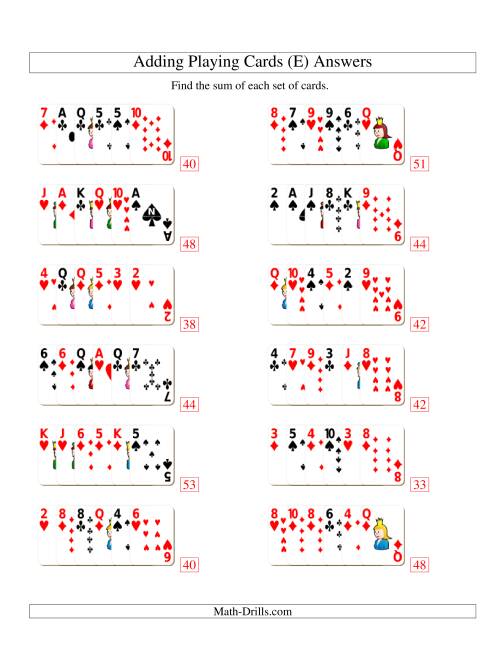 The Adding 6 Playing Cards (E) Math Worksheet Page 2