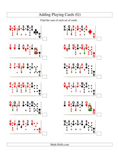 The Adding 6 Playing Cards (G) Math Worksheet