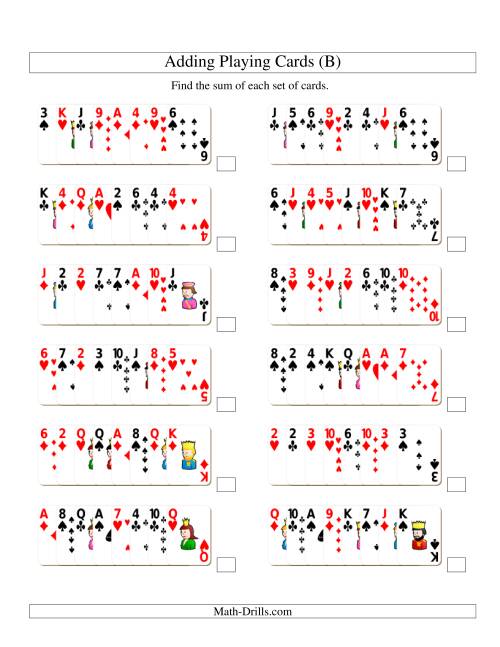 The Adding 8 Playing Cards (B) Math Worksheet