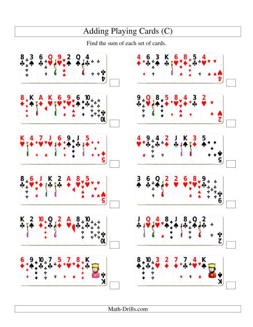 The Adding 8 Playing Cards (C) Math Worksheet