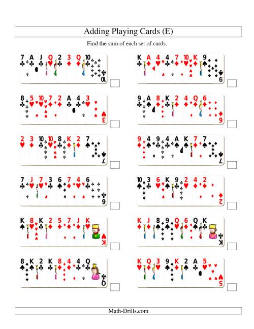 The Adding 8 Playing Cards (E) Math Worksheet
