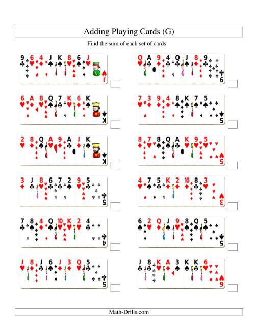 The Adding 8 Playing Cards (G) Math Worksheet