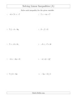 Solving Linear Inequalities Including a Third Term and Multiplication