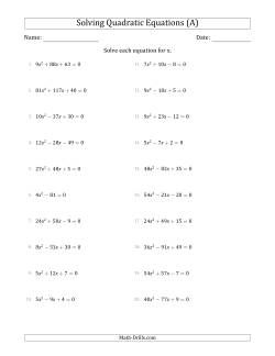 Solving Quadratic Equations with Positive 'a' Coefficients up to 81