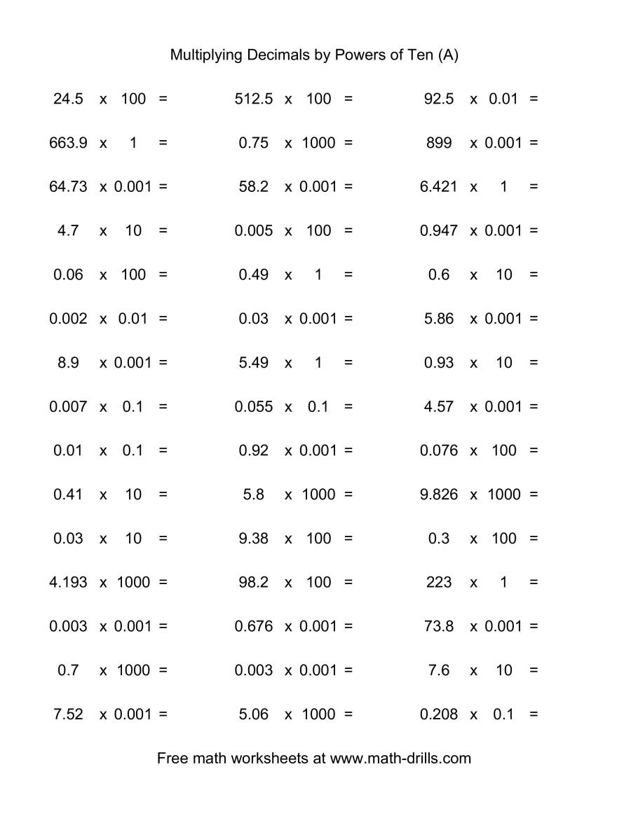 Multiplying Decimals By Decimals Worksheet Tes - decimals worksheets