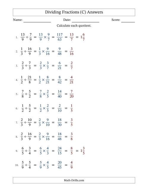 The Dividing Proper and Improper Fractions with All Simplification (Fillable) (C) Math Worksheet Page 2