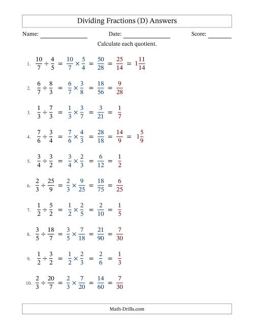 The Dividing Proper and Improper Fractions with All Simplification (Fillable) (D) Math Worksheet Page 2
