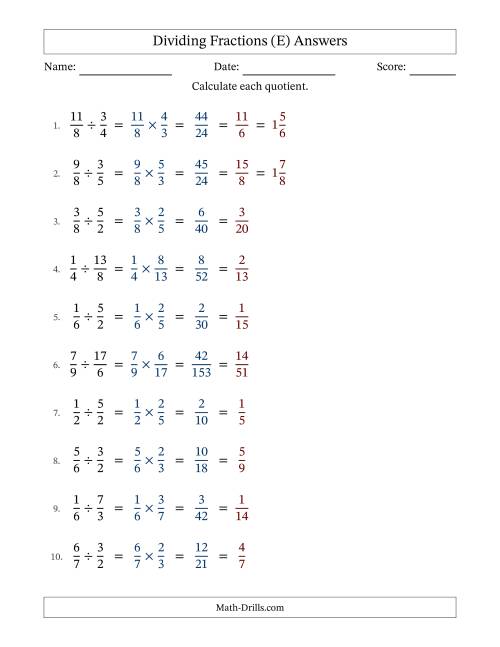 The Dividing Proper and Improper Fractions with All Simplification (Fillable) (E) Math Worksheet Page 2