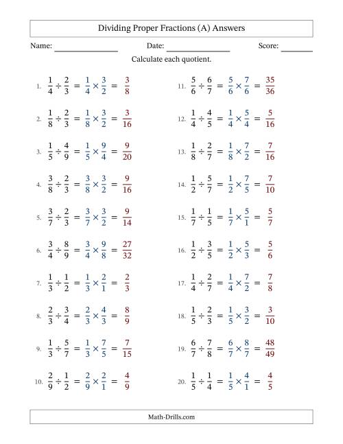 The Dividing Two Proper Fractions with No Simplifying (Fillable) (All) Math Worksheet Page 2