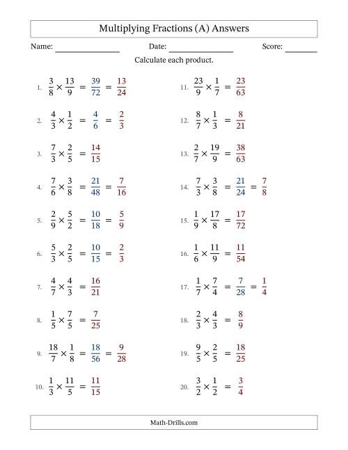 The Multiplying Proper and Improper Fractions with Some Simplification (A) Math Worksheet Page 2