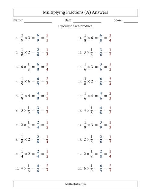 The Multiplying Proper Fractions by Whole Numbers with All Simplification (A) Math Worksheet Page 2