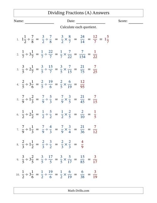 The Dividing Proper and Mixed Fractions with Some Simplification (Fillable) (A) Math Worksheet Page 2