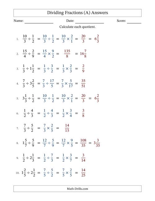 The Dividing Proper, Improper and Mixed Fractions with No Simplification (Fillable) (A) Math Worksheet Page 2