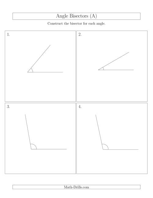 The Angle Bisectors with One Horizontal Segment (A) Math Worksheet