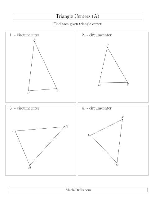 The Contructing Circumcenters for Acute and Obtuse Triangles (A) Math Worksheet