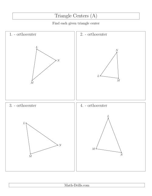 The Contructing Orthocenters for Acute Triangles (A) Math Worksheet