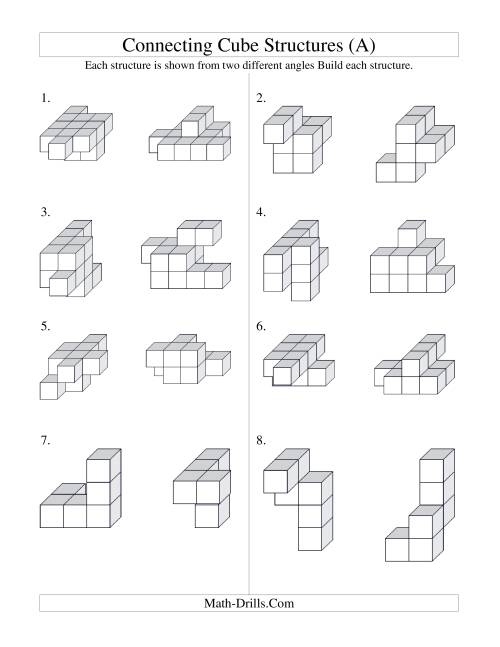 The Building Connecting Cube Structures (A) Math Worksheet