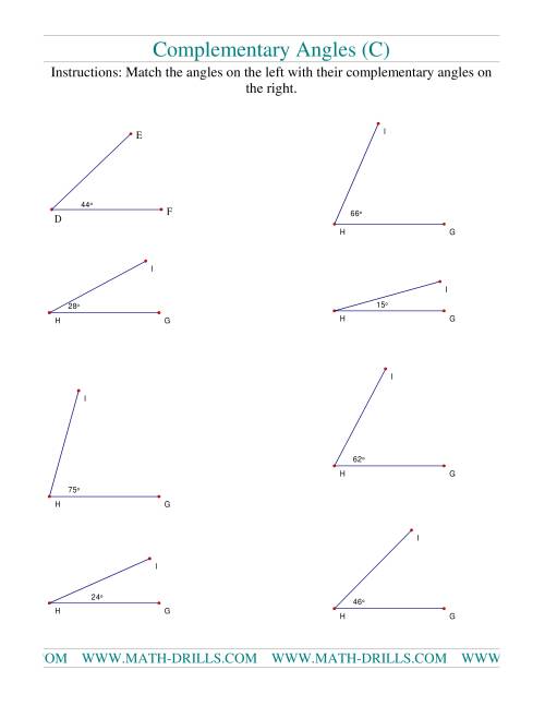 The Complementary Angles (C) Math Worksheet