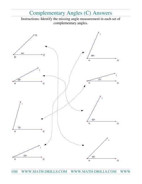 The Complementary Angles (C) Math Worksheet Page 2