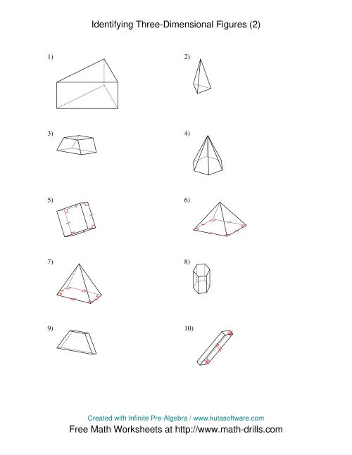 The Identifying Prisms and Pyramids (B) Math Worksheet