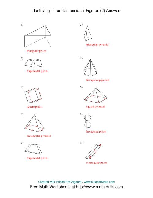 The Identifying Prisms and Pyramids (B) Math Worksheet Page 2
