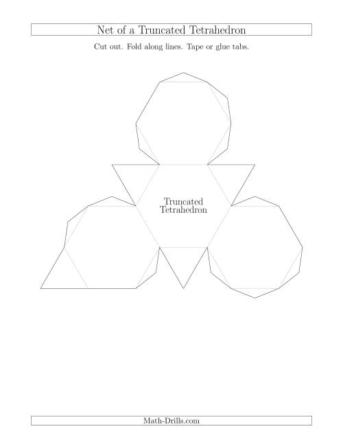 The Net of a Truncated Tetrahedron Math Worksheet