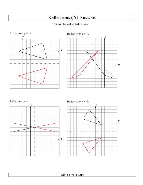 The Reflection of 3 Vertices Over Various Lines (A) Math Worksheet Page 2