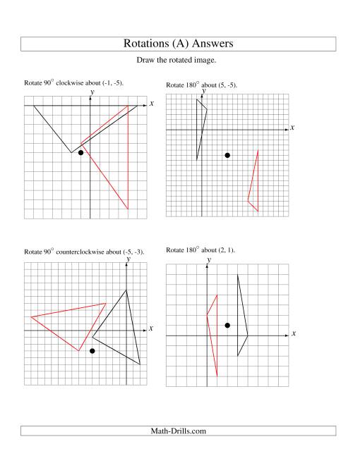 The Rotation of 3 Vertices around Any Point (A) Math Worksheet Page 2