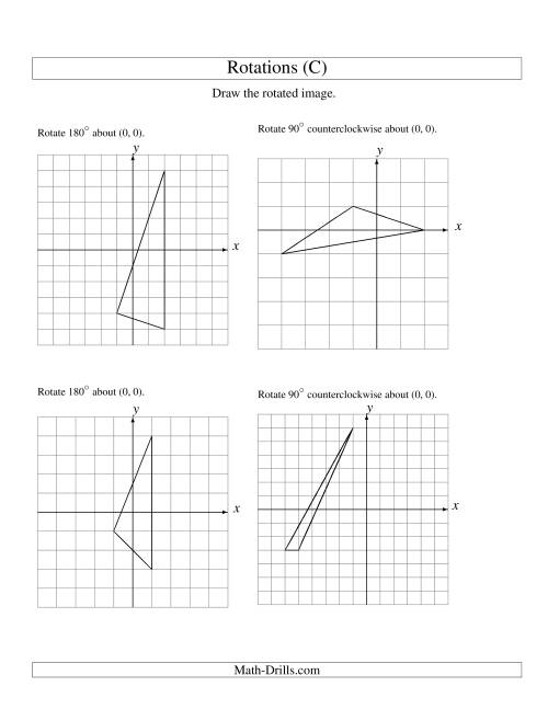 The Rotation of 3 Vertices around the Origin (C) Math Worksheet