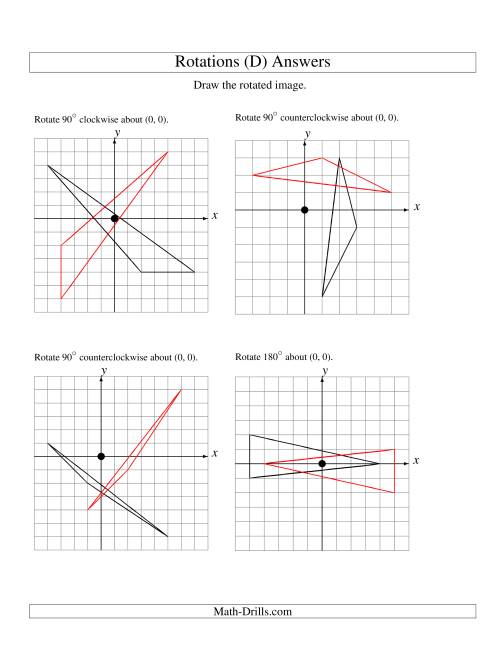 The Rotation of 3 Vertices around the Origin (D) Math Worksheet Page 2