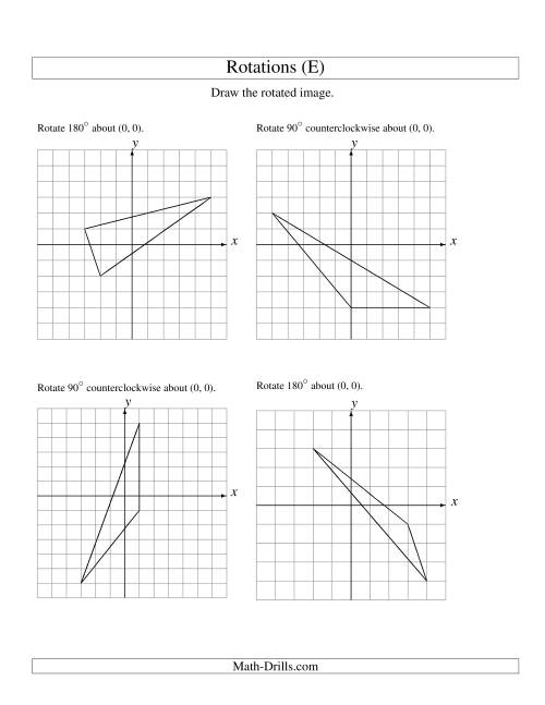 The Rotation of 3 Vertices around the Origin (E) Math Worksheet