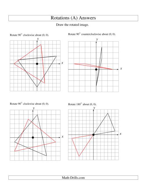 The Rotation of 3 Vertices around the Origin (All) Math Worksheet Page 2