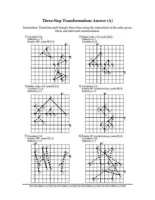 The Three Step Transformations (A) Math Worksheet Page 2