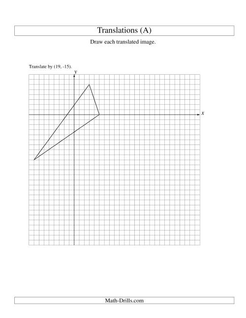 The Translation of 3 Vertices up to 25 Units (A) Math Worksheet