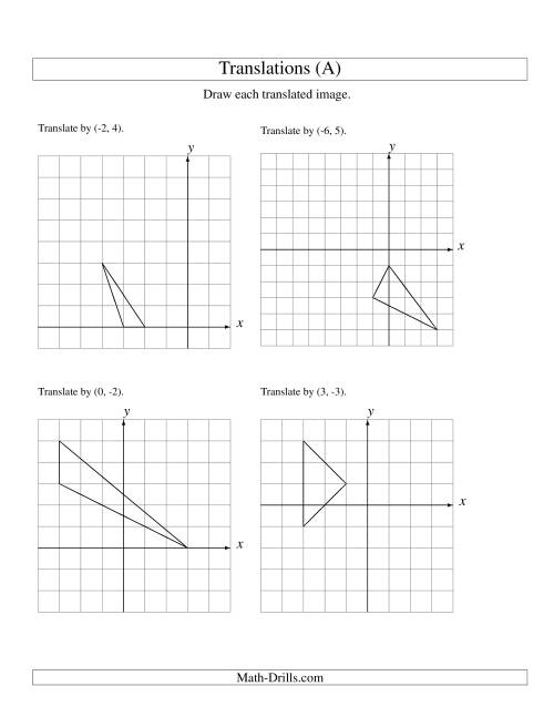 The Translation of 3 Vertices up to 6 Units (A) Math Worksheet